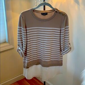 Karl Lagerfeld Paris Striped Shirttail Sweater